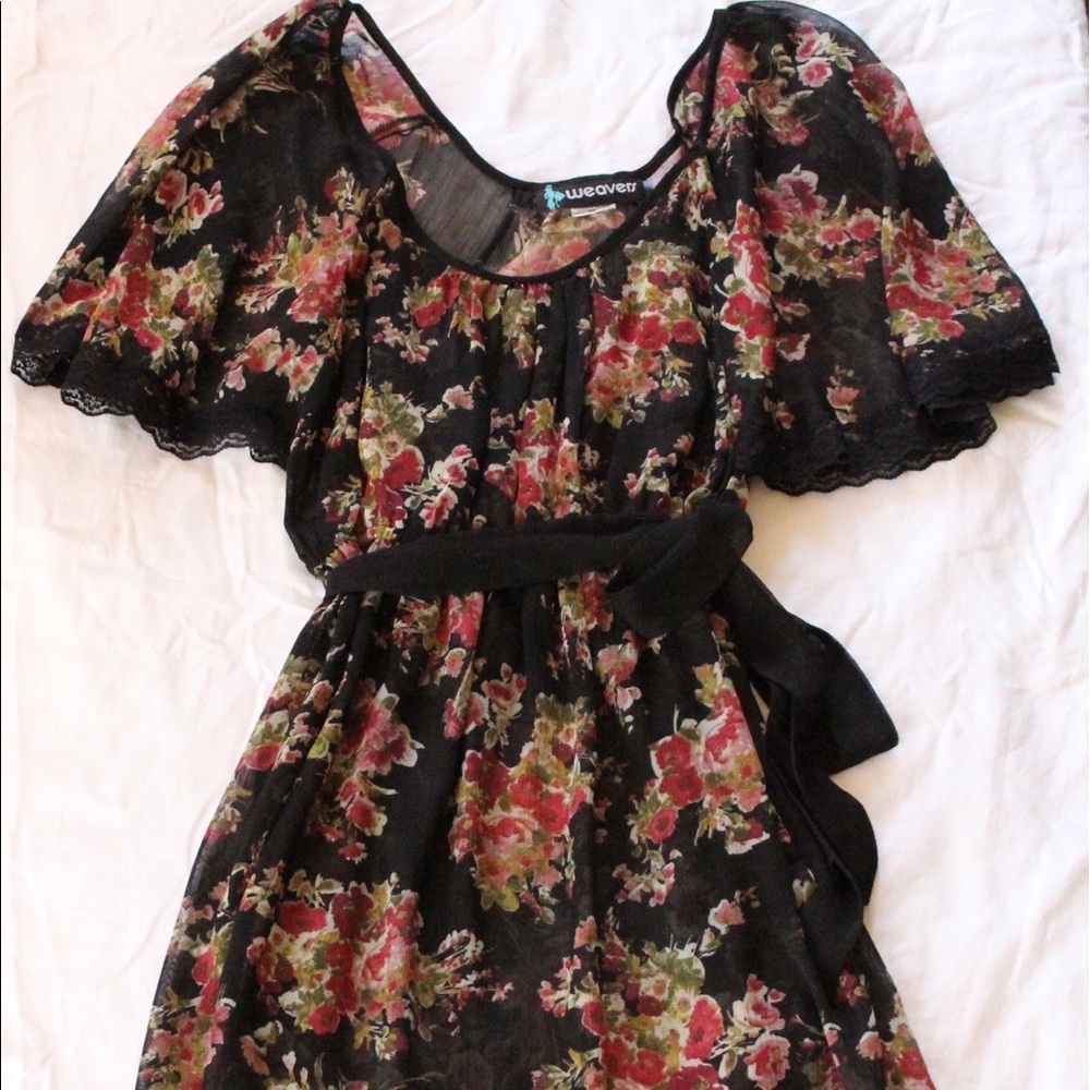 WEAVERS Black Floral Dress
